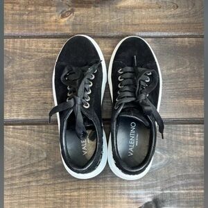 Valentino Black Lace-Up Sneakers 7.5